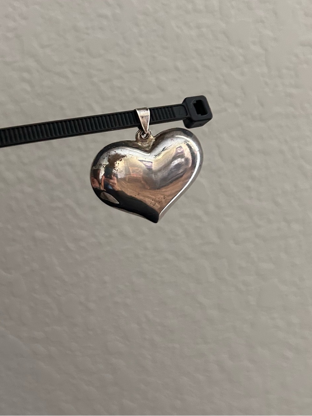 Classic Sterling Silver Wide Puffy Heart Pendant - Vintage Heart Charm 925